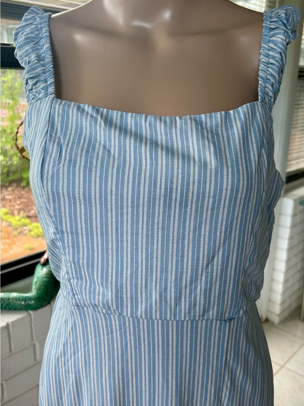 june & hudson Light Blue and White Striped Maxi Dress